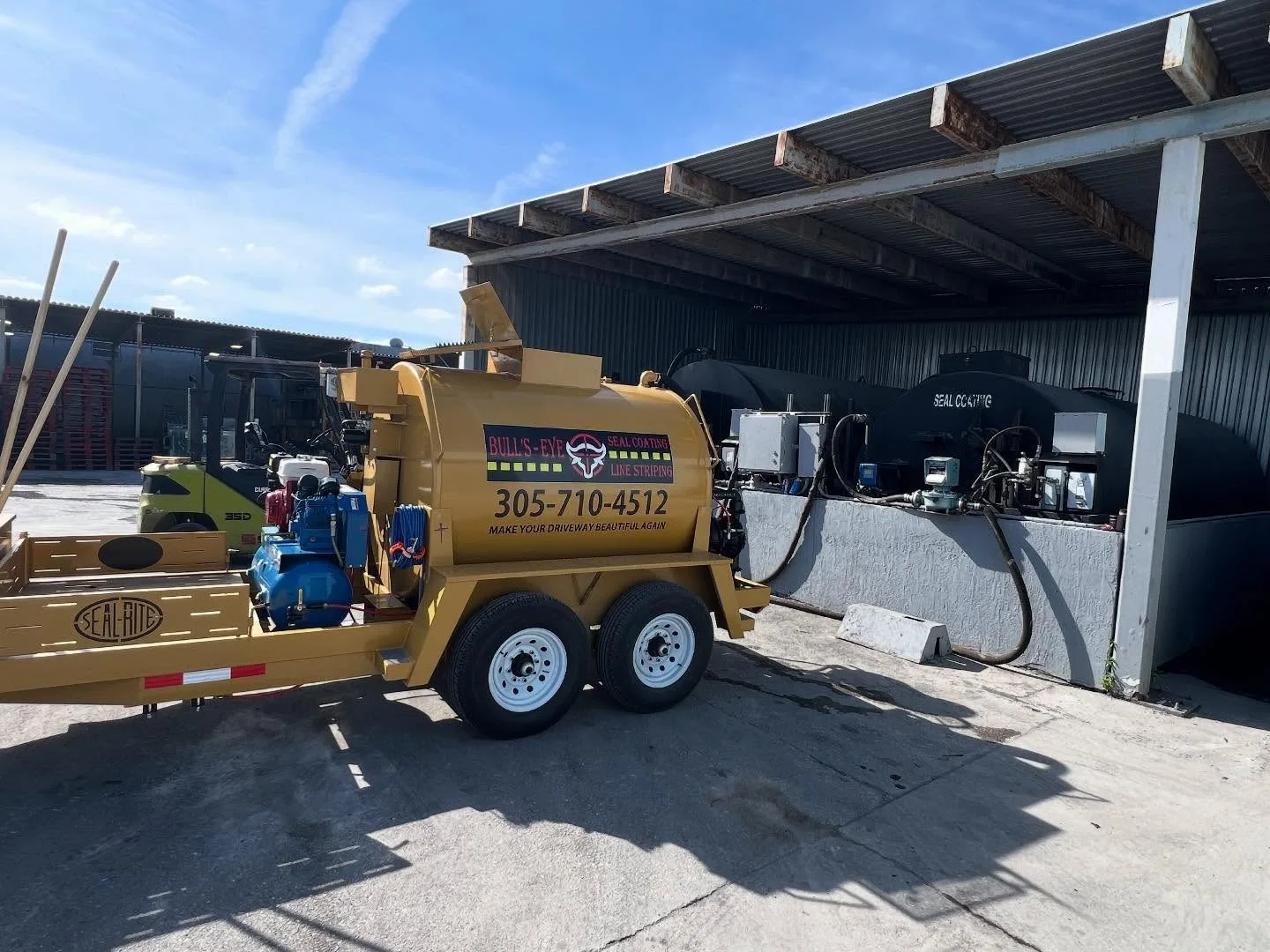 Bull's Eye sealcoating equipment trailer in Cutler Bay, FL